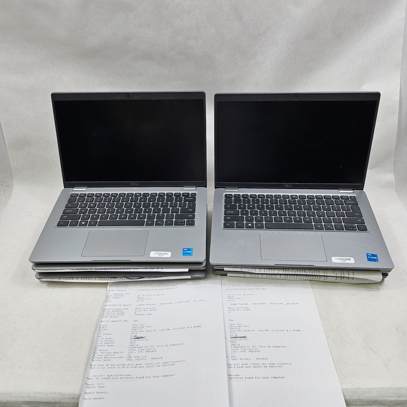 Lot of 10 Dell Latitude 5420 Intel Core i5 1135G7 @ 2.40GHz 8 / 16GB RAM *Read