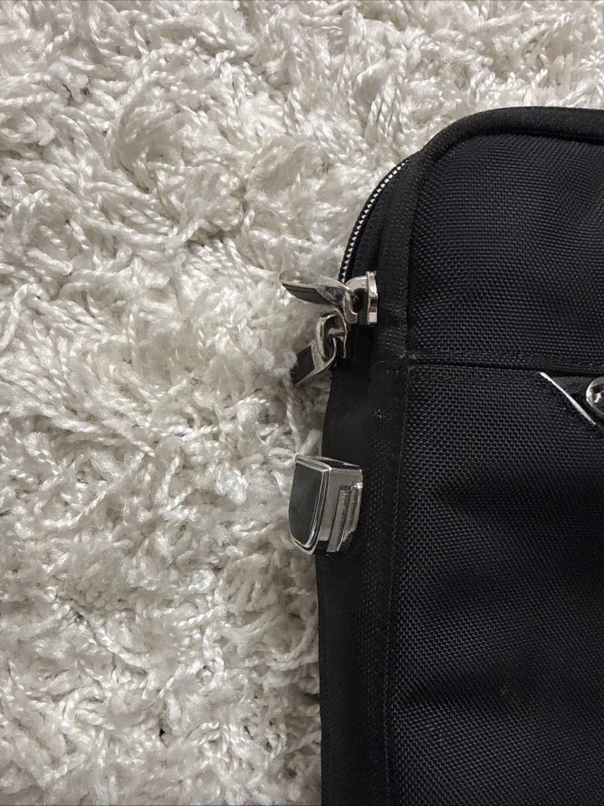 TUMI Vintage Leather Fabric Breif Case Black Several Pockets Double Handles