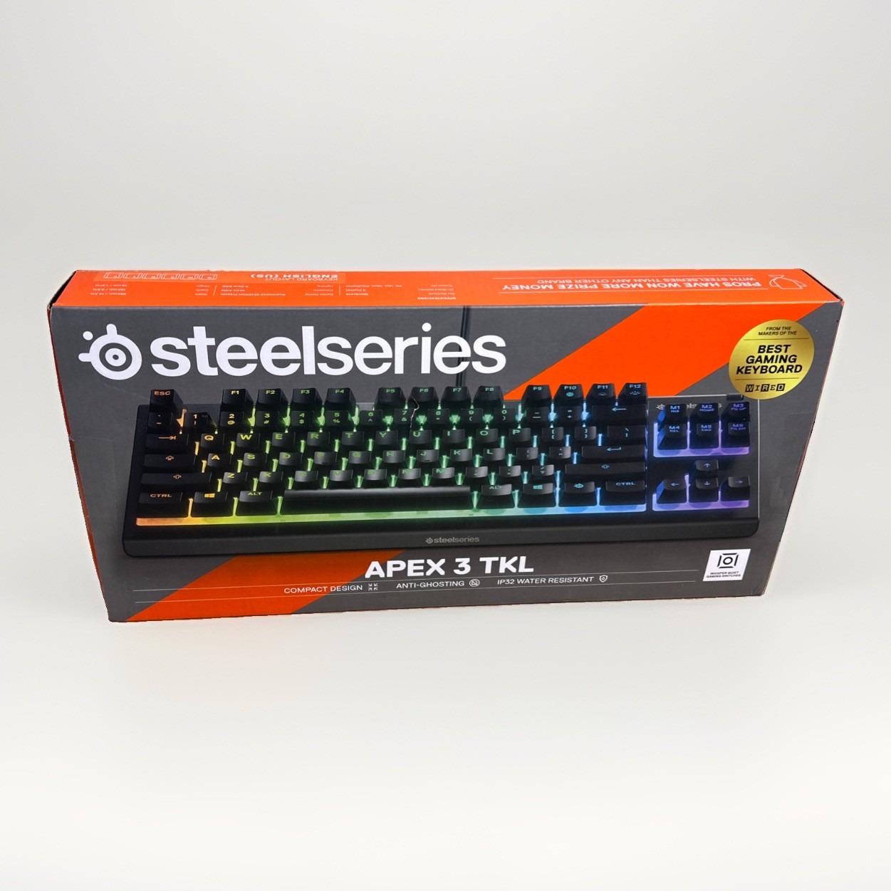 SteelSeries Apex 3 TKL RGB Gaming Keyboard IP32 Silent Keys New, Sealed