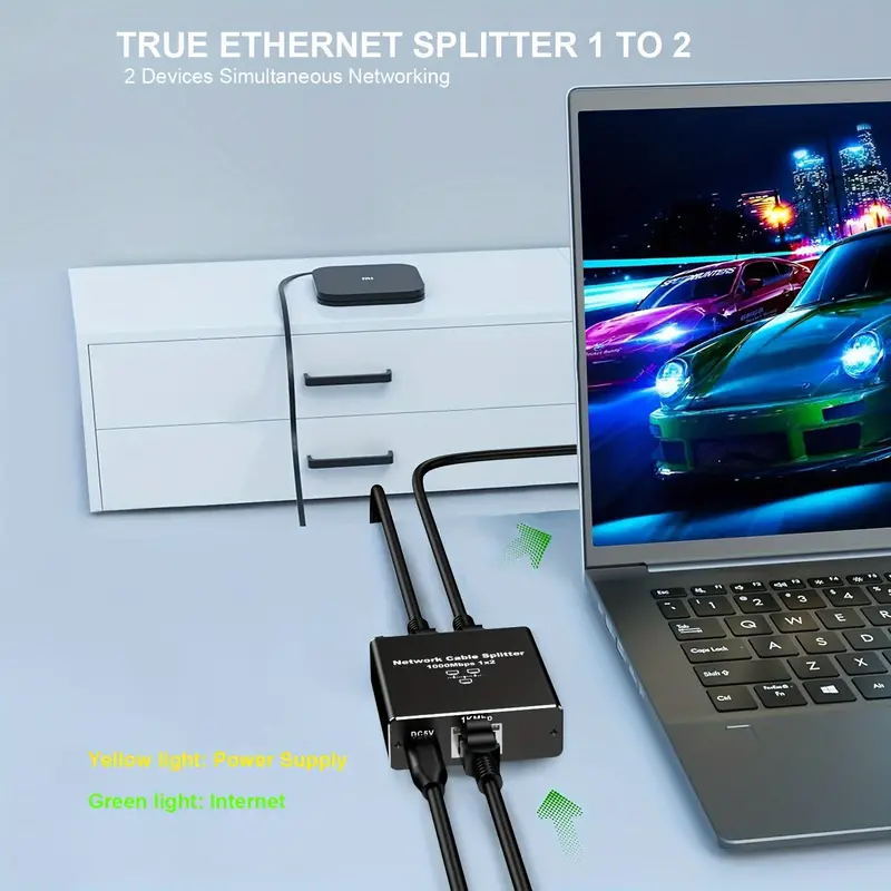 RJ45 Gigabit Ethernet Splitter 1000Mbps LAN Network Internet 1 to 2 Adapter lot