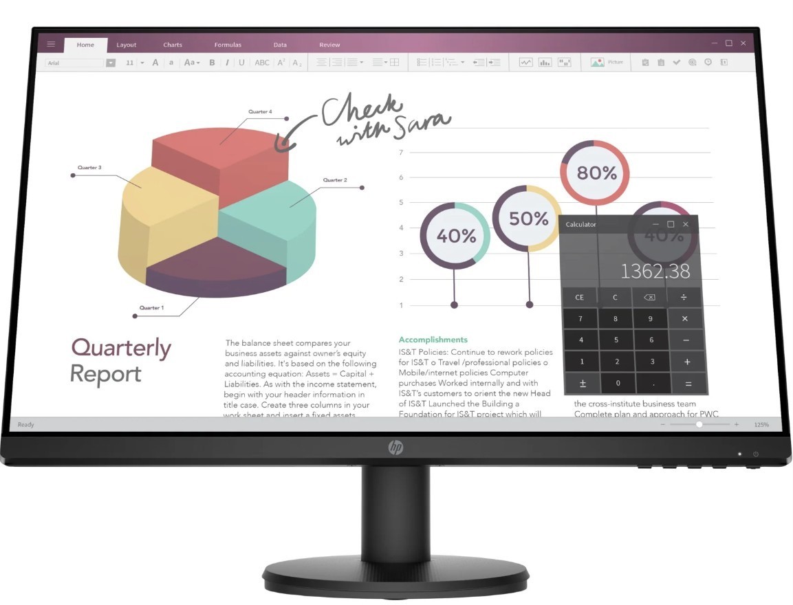 NEW – HP P24v G4 23.8″ Monitor – Full HD – Black Computer Screen