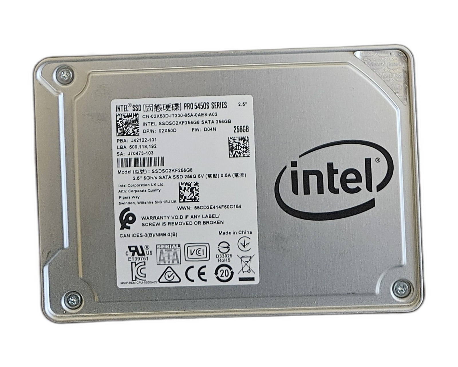 Intel SSD Pro 5450s 256GB 2.5in SATA III Internal SSD SSDSC2KF256G8 Dell