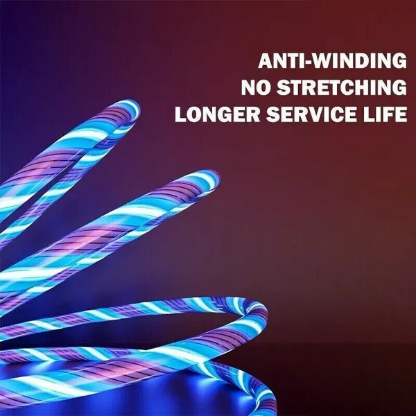 3-in-1 LED Fast Charging Cable Micro USB & USB-C Charger Cord Adapter