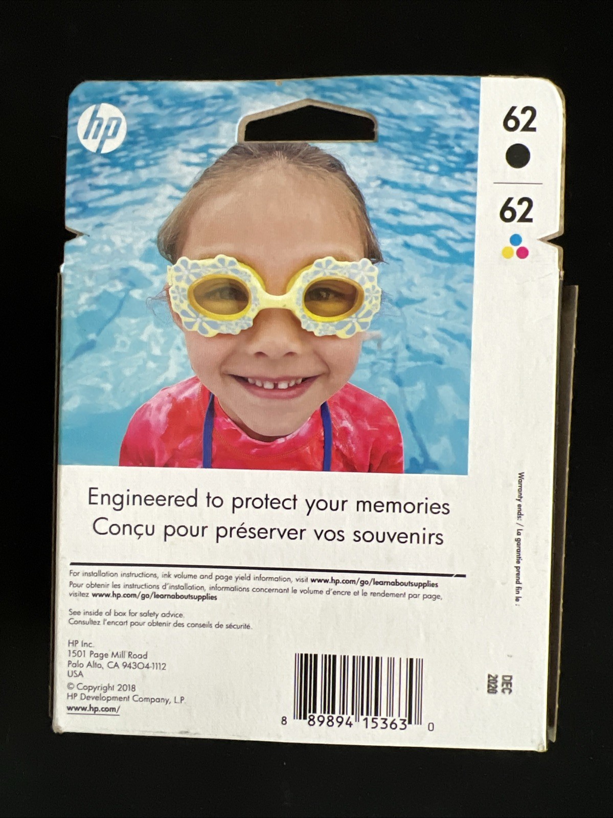 HP 62/N9H64FN Black/Color Combo Ink Cartridge – New in Box EXP DEC 2020