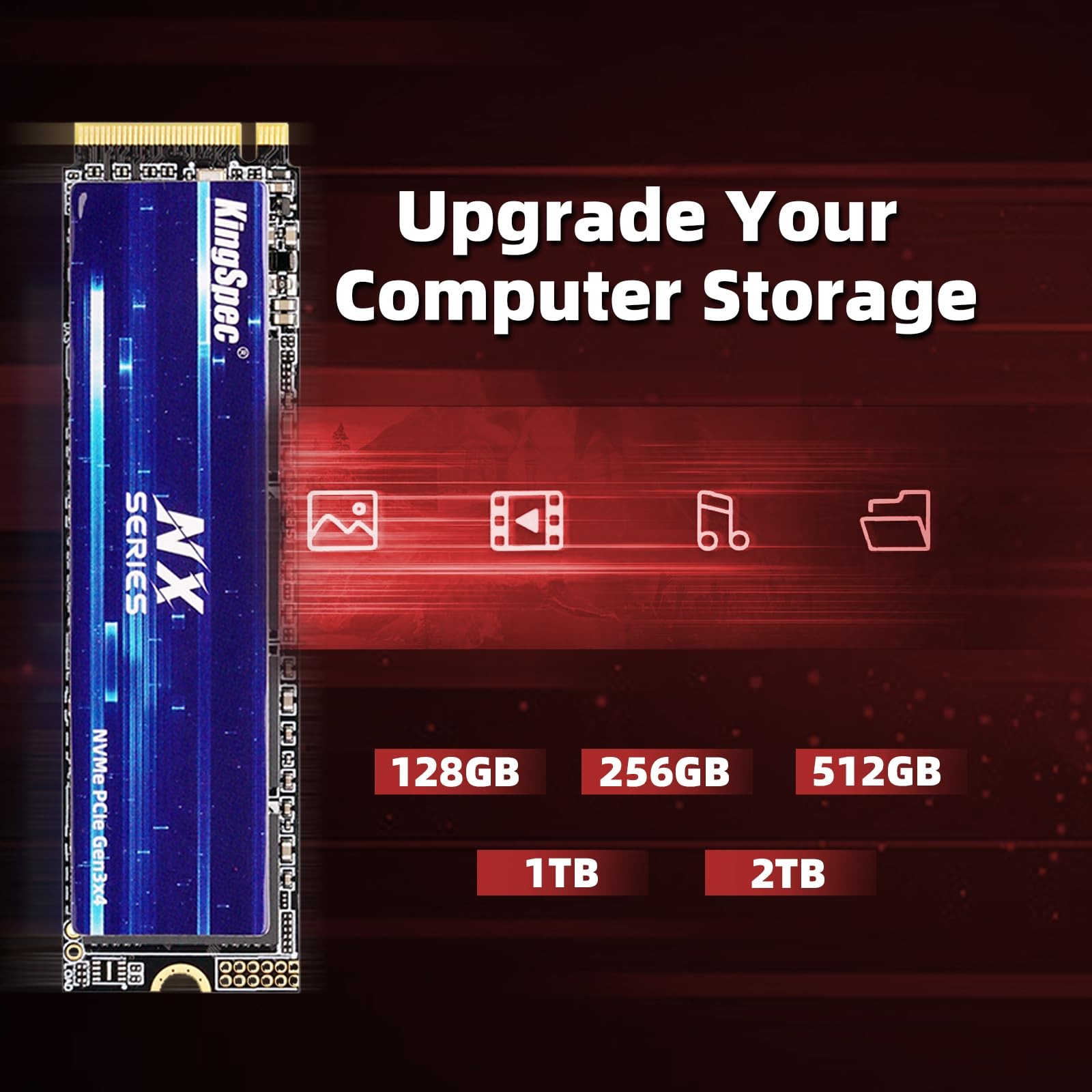 KingSpec NX Series 512GB Gen3x4 NVMe M.2 SSD, Up to 3500MB/s, 3D NAND Flash M…