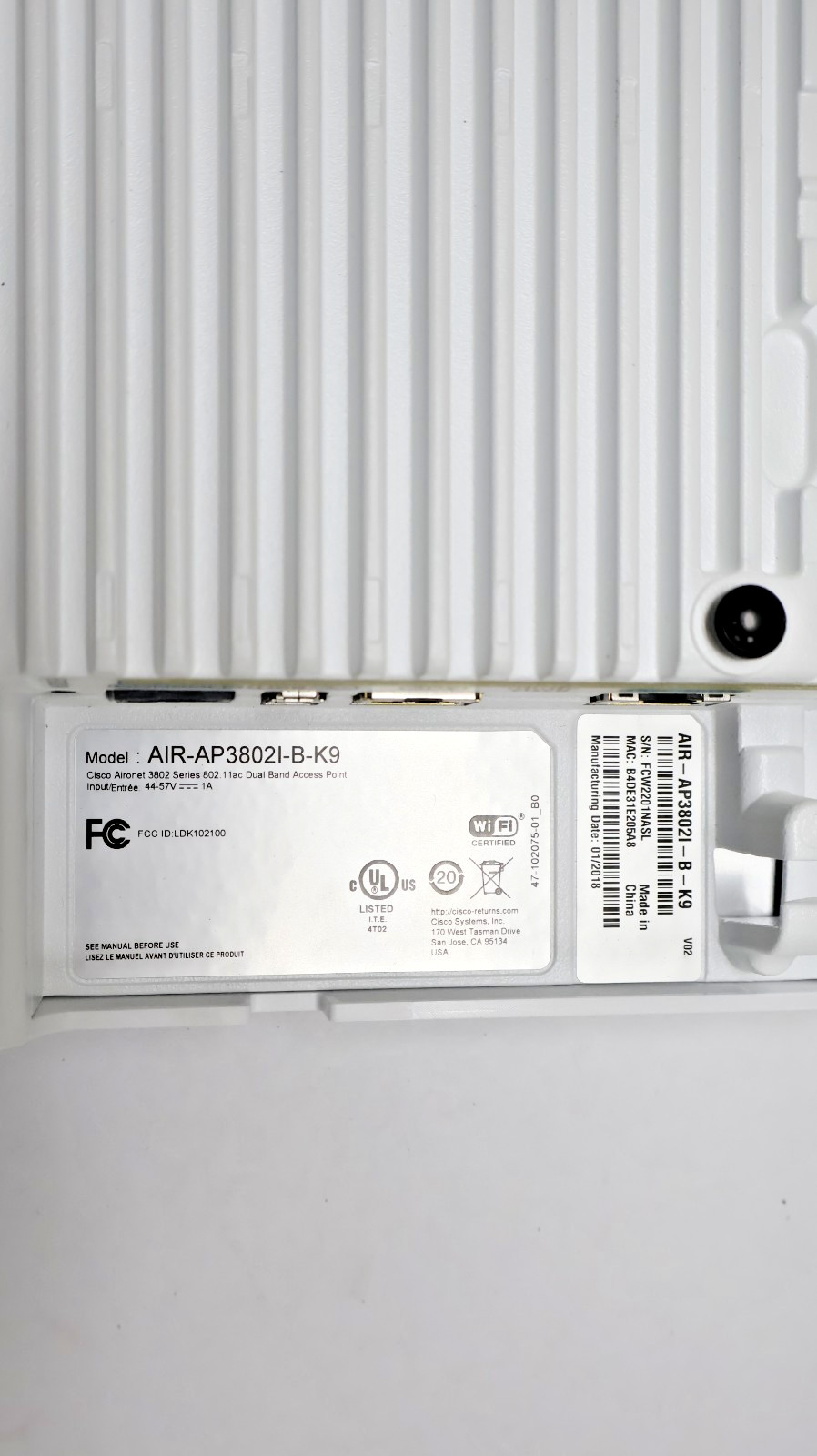 Cisco Aironet 3802I AIR-AP3802I-B-K9 Wireless Access Point