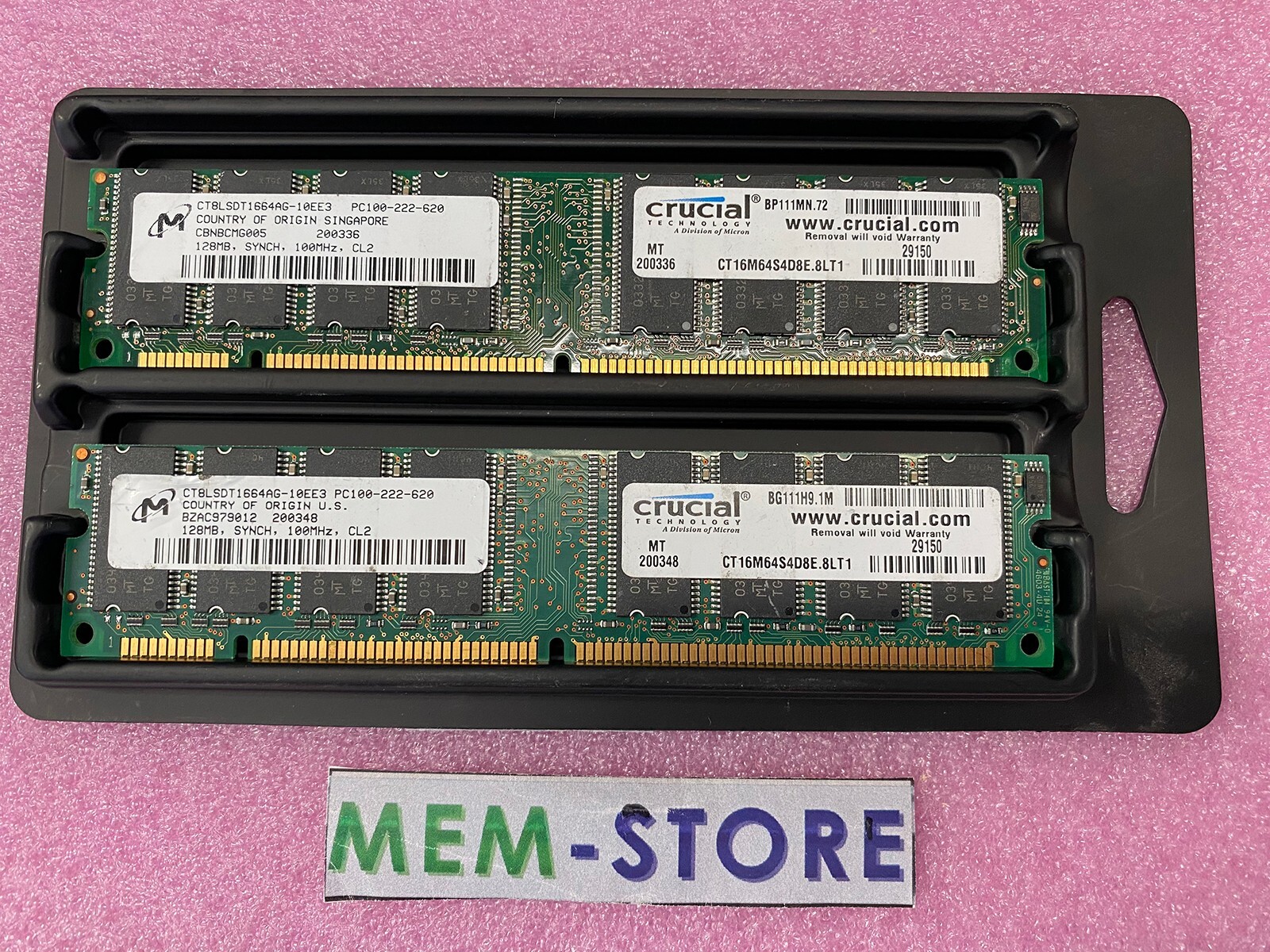 CT16M64S4D8E.8LT1 256MB 2x128MB PC100 100MHz Non-ECC UDIMM 168-pin Memory RAM