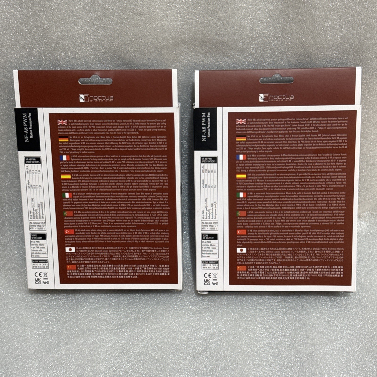 Lot of 2 of Noctua NF-A8 PWM 80mm Premium Fan | 4-Pin | AVO Frame | SSO2 Bearing