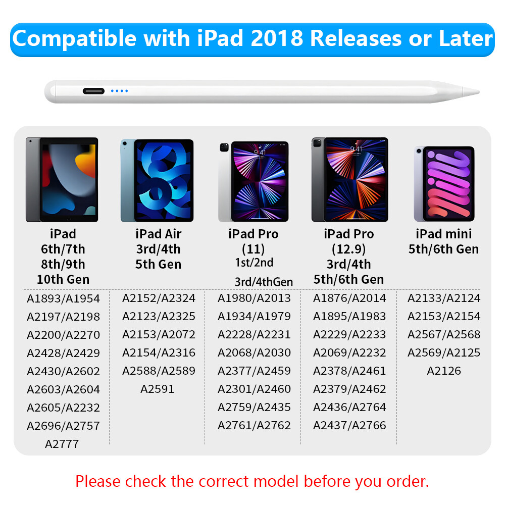 2nd Generation Bluetooth Stylus Pen Pencil For Apple iPad Pro Air Mini 2018-2022