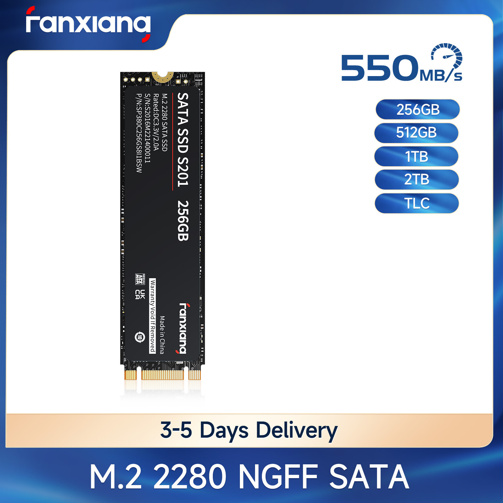 fanxiang M.2 2280 SATA III 2TB 1TB SSD 6Gb/s Internal Solid State Drive PC Lot