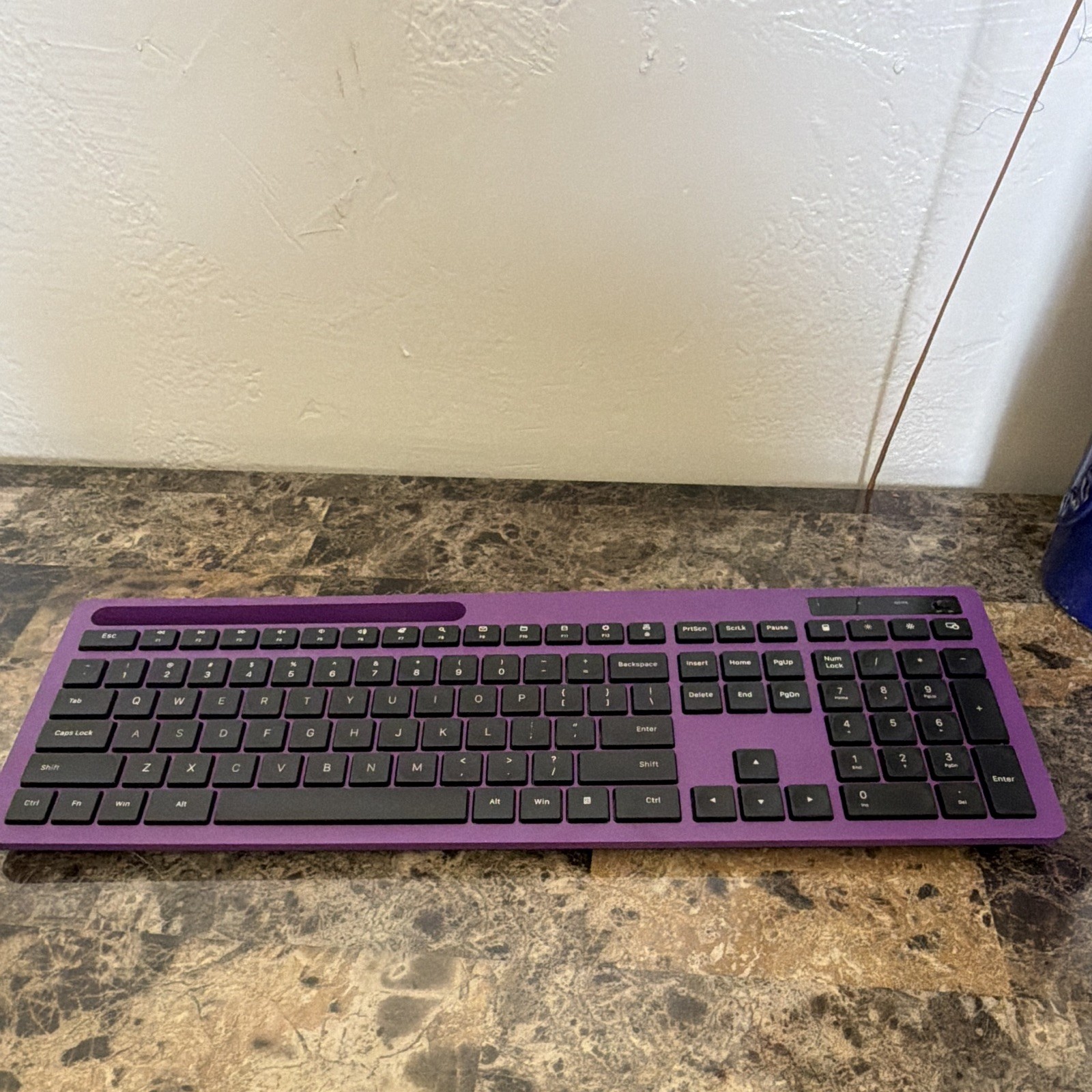 Full-Size Purple Keyboard w/ Black Keys, QWERTY English, Numeric Keypad