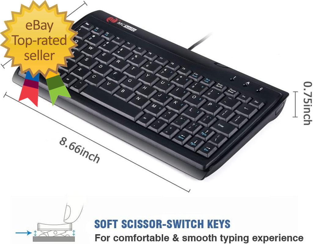 Super Mini Wired Keyboard Mcsaite Full Size 78 Keys Keypad Small Portable Fit