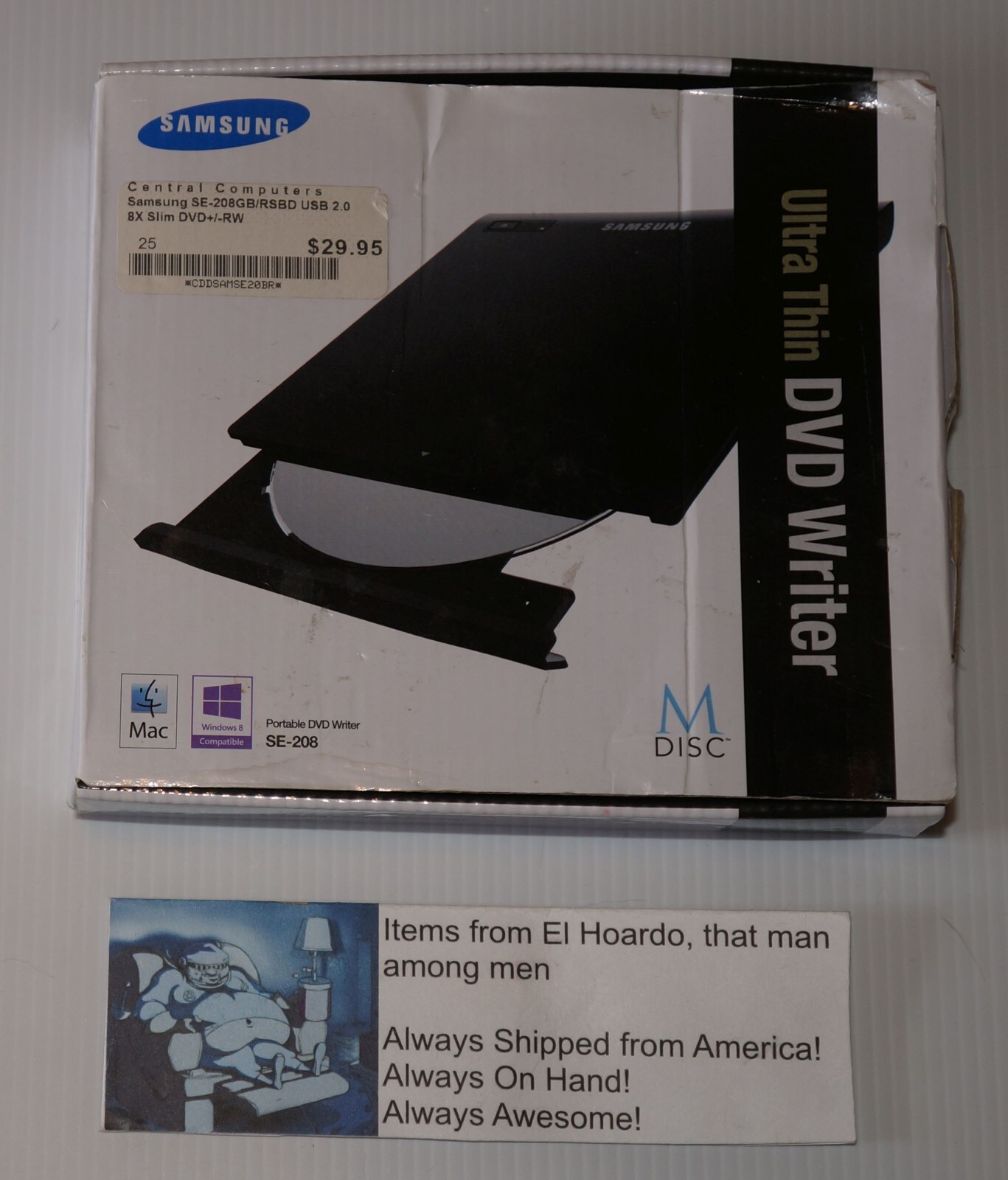 SAMSUNG SE-208 Ultra Thin Portable USB DVD Writer SE-208GB/RSBD