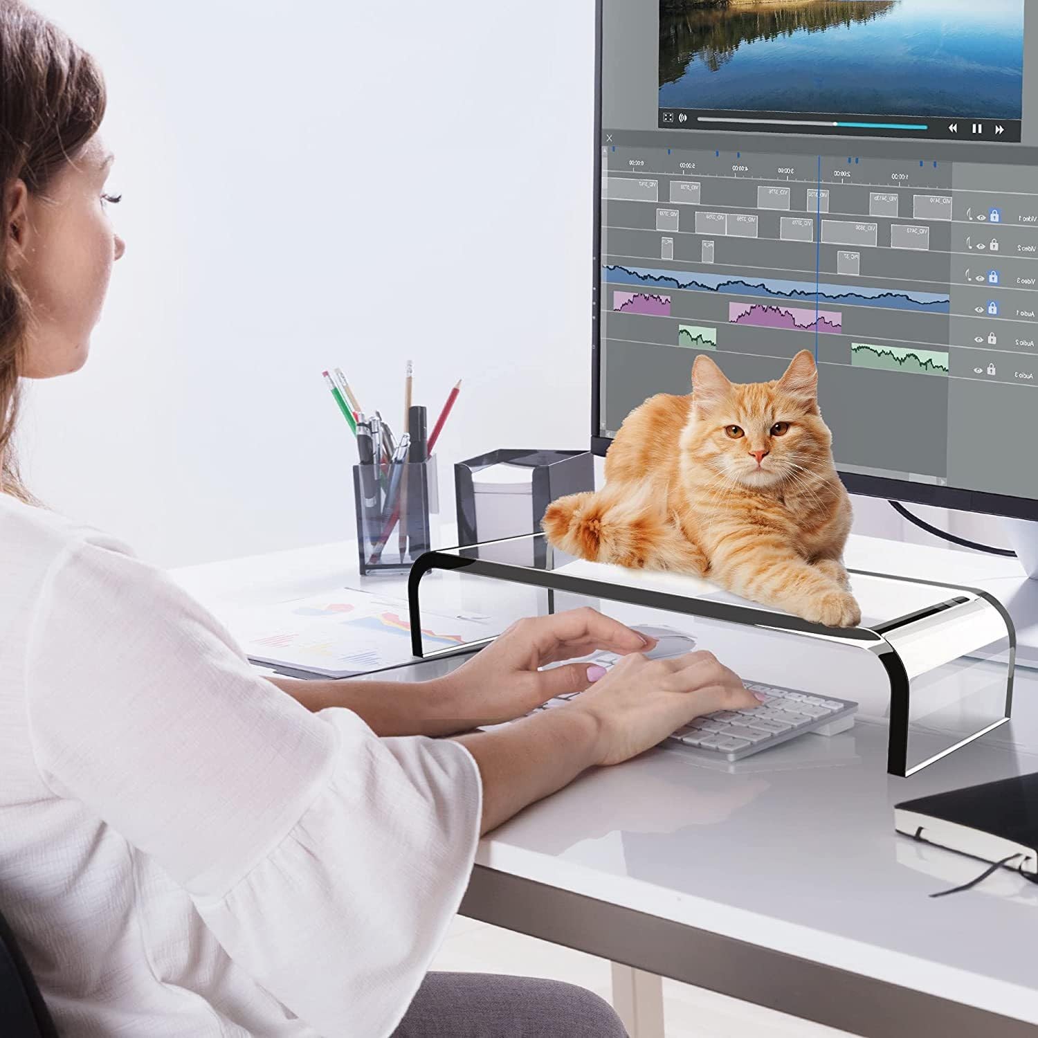 Acrylic Monitor Stand Screen Riser Acrylic Transparent Desk…