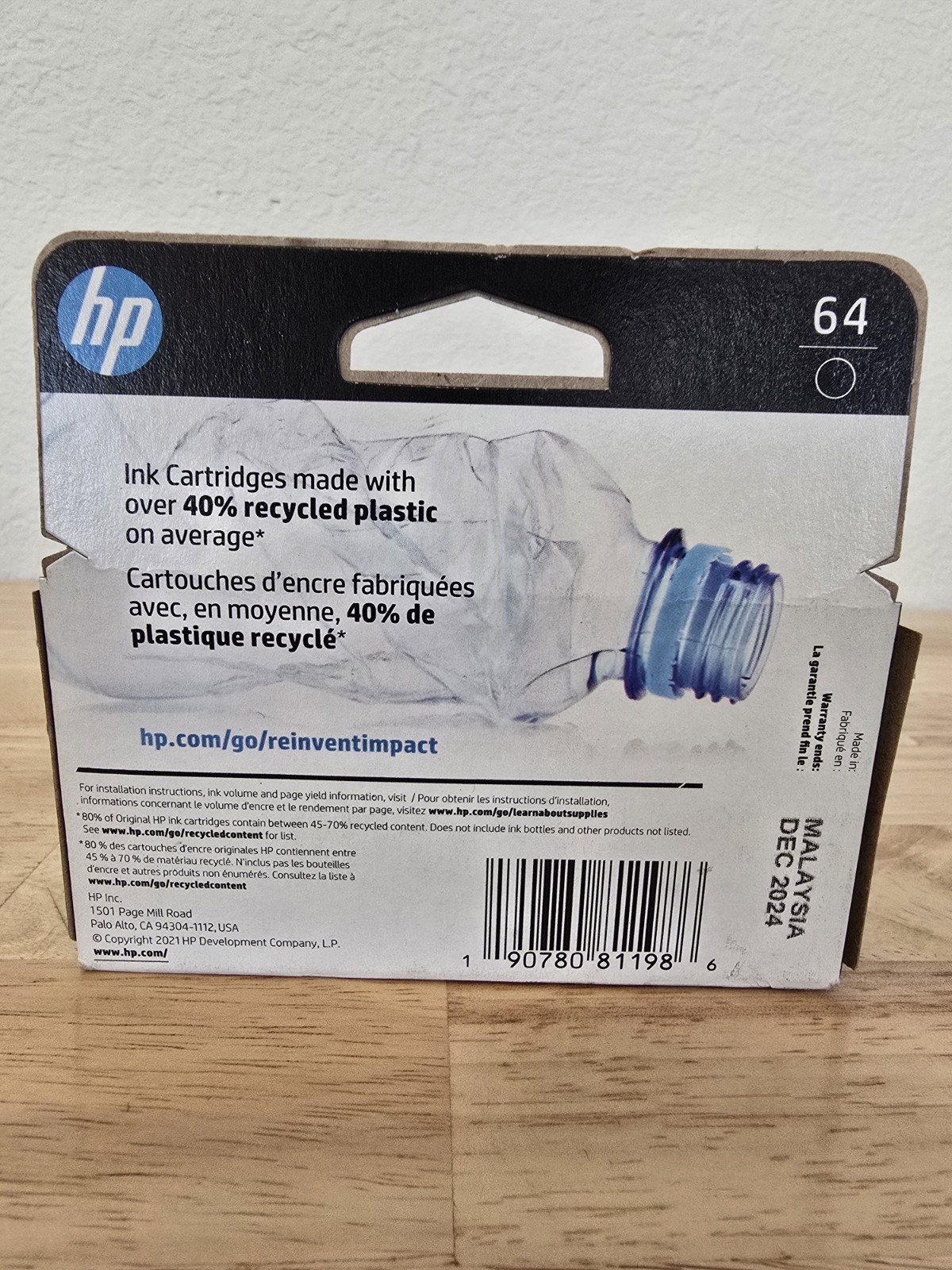 HP 64 Genuine: Black Ink Cartridge N9J90AN EXP. 12/2024 Brand New Sealed