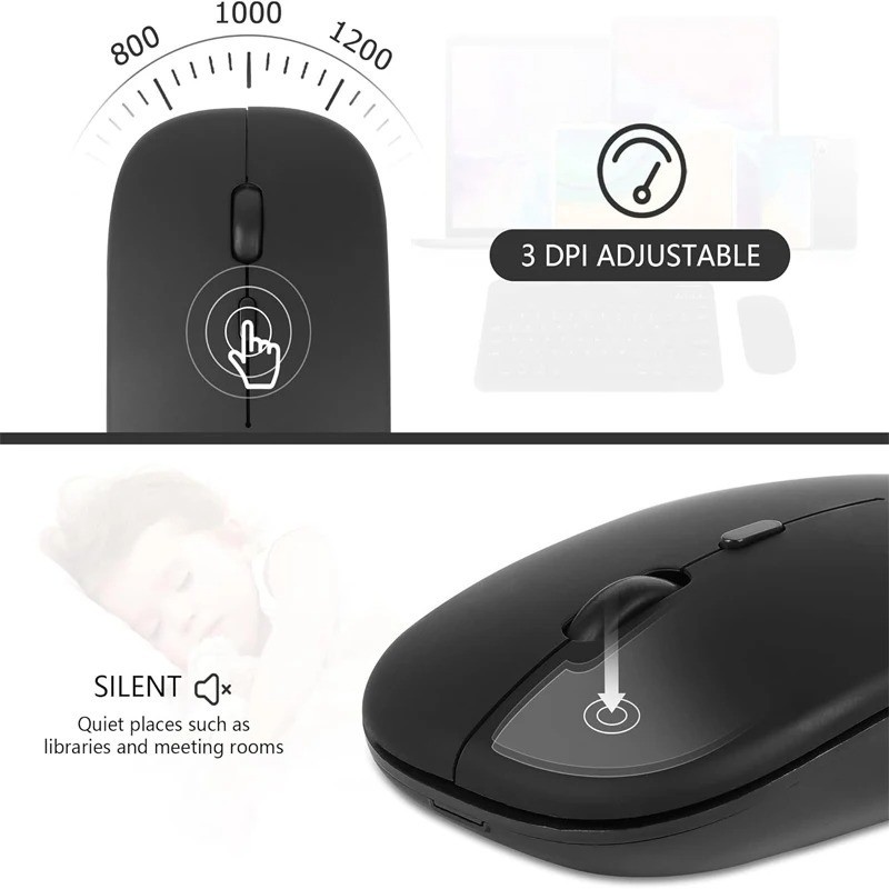 Rechargeable Wireless Mouse Bluetooth 2.4G Dual Mode USB Receiver PC Laptop