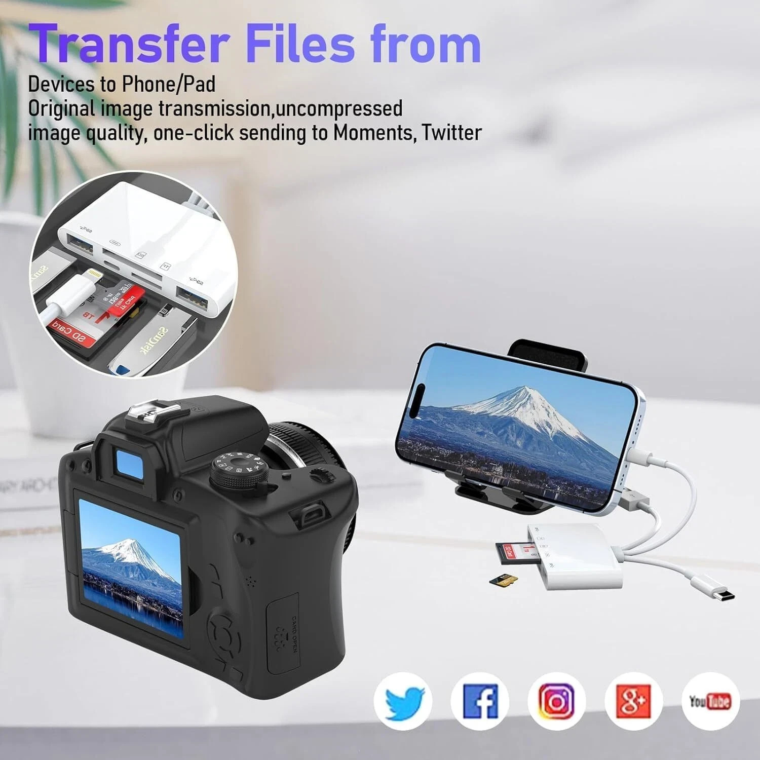 5 in 1 Memory Card Reader USB 3.0 OTG Adapter SD Card Reader For iPhone/iPad LOT