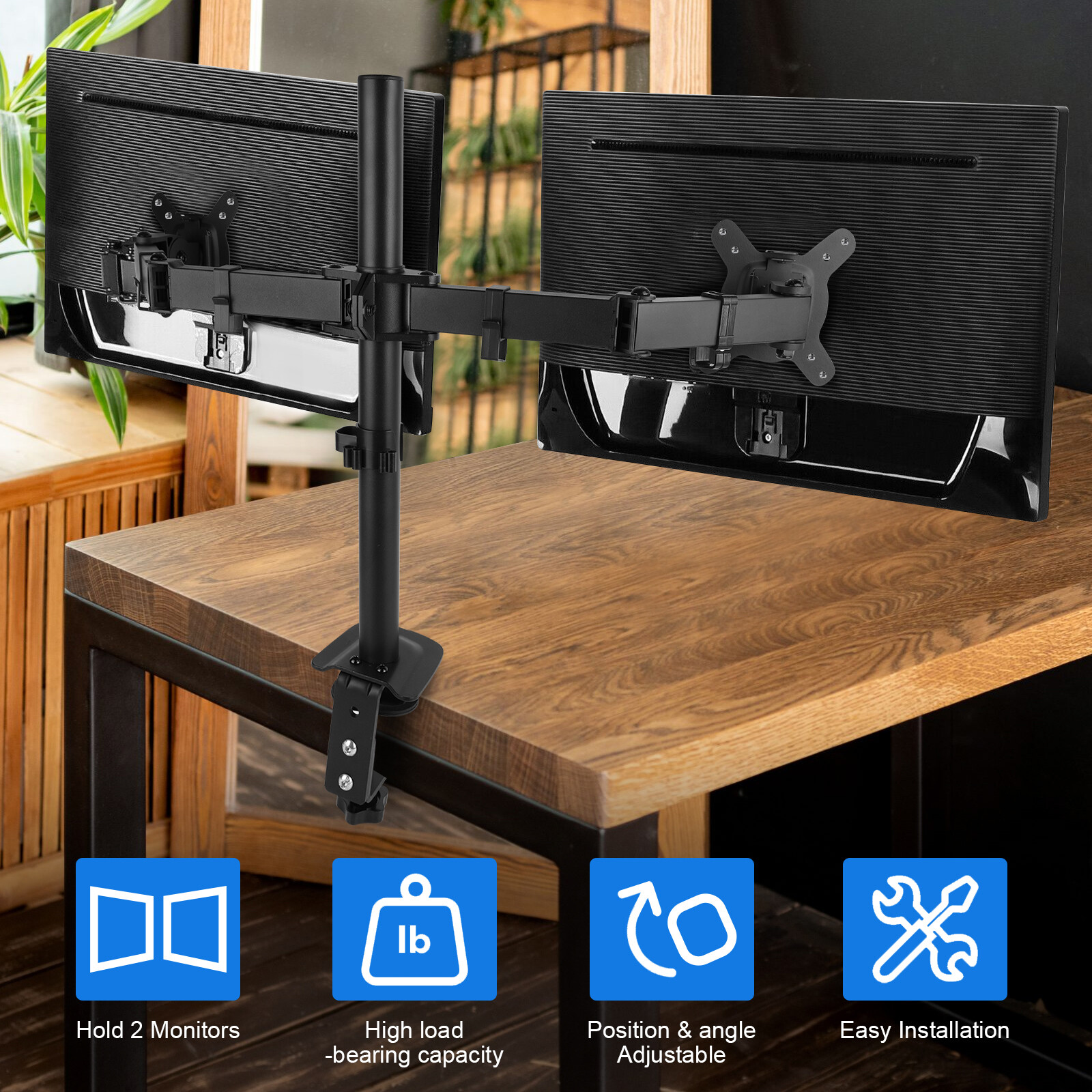 Dual Monitor Stand 10-32in Screen Adjustable Swivel VESA Gas Spring Desk Mount