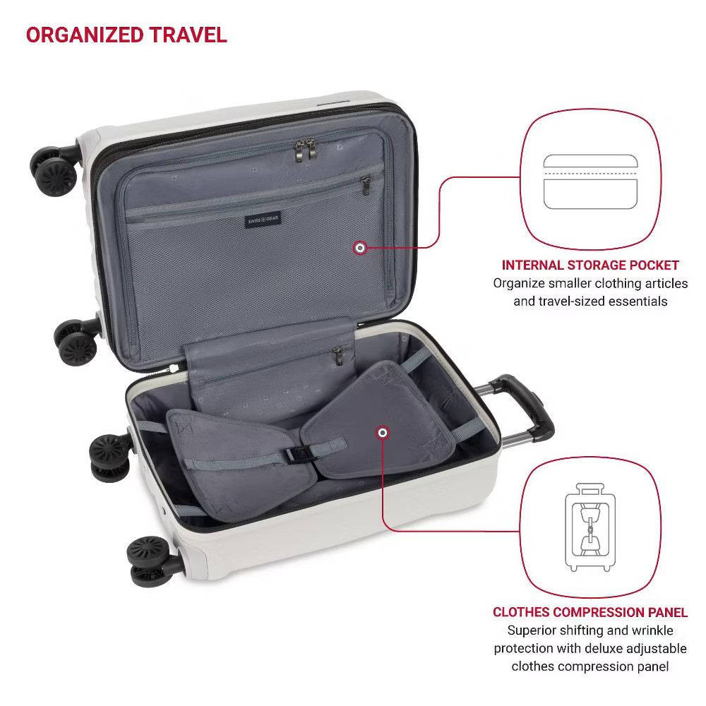 SWISSGEAR Cascade Hardside Carry On Spinner Suitcase – Sustained Gray: