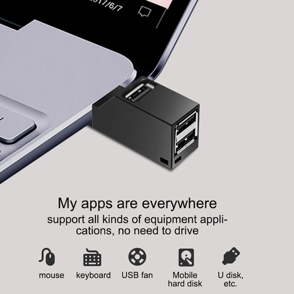 USB3.0 Hub 3Ports Mini Splitter High Speed Data Transfer For PC Laptop wholesale