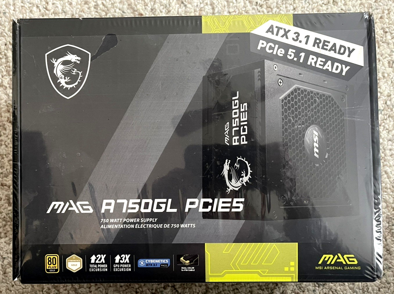 MSI Mag A750GL PCIE5 PSU 750W Fully Modular Power Supply 80+ Gold *SEALED*