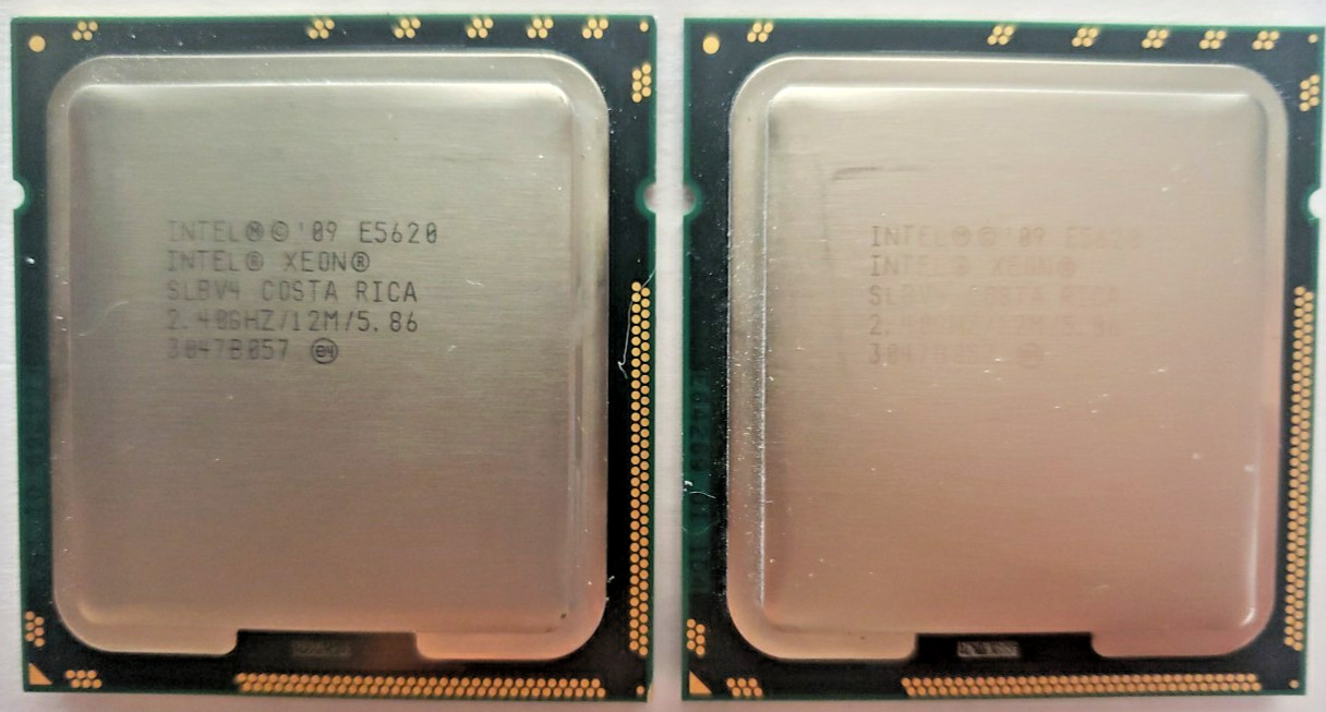 Intel SLBV4 Matched Pair 2 CPUs Quad Core Xeon CPU E5620 2.40GHZ/12M/5.86