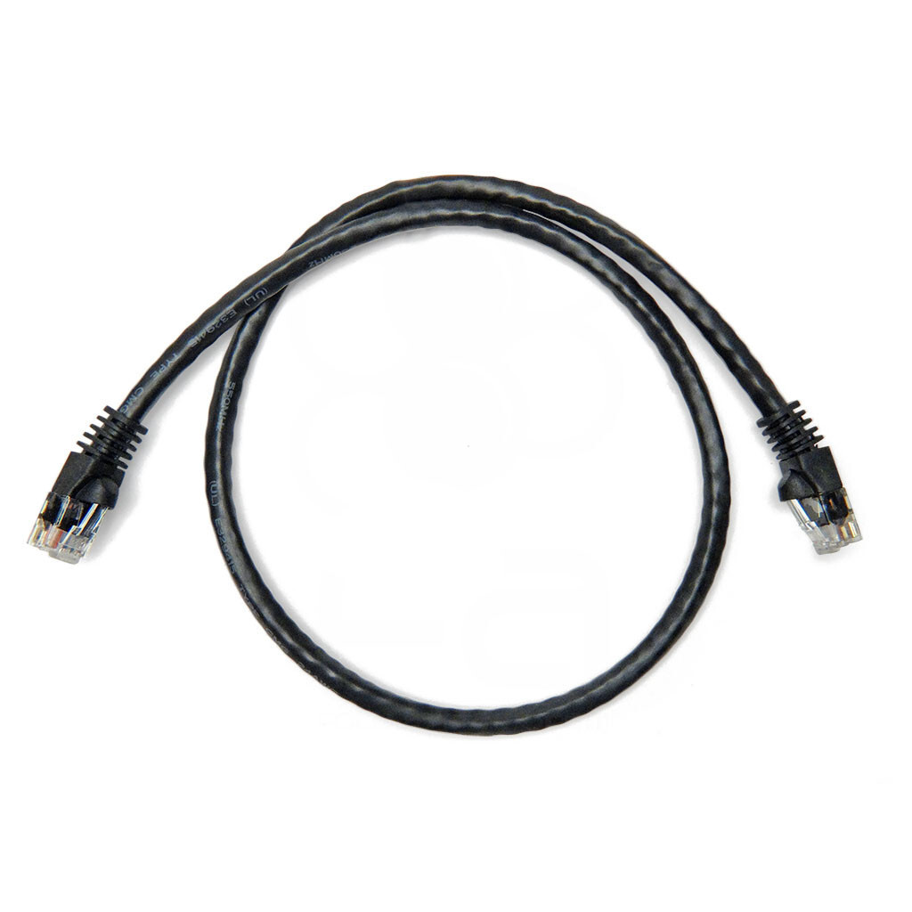 2 ft. BLACK Mold-Injected Patch Cable 4 Pair Gold Plated Contacts Vertical Cable