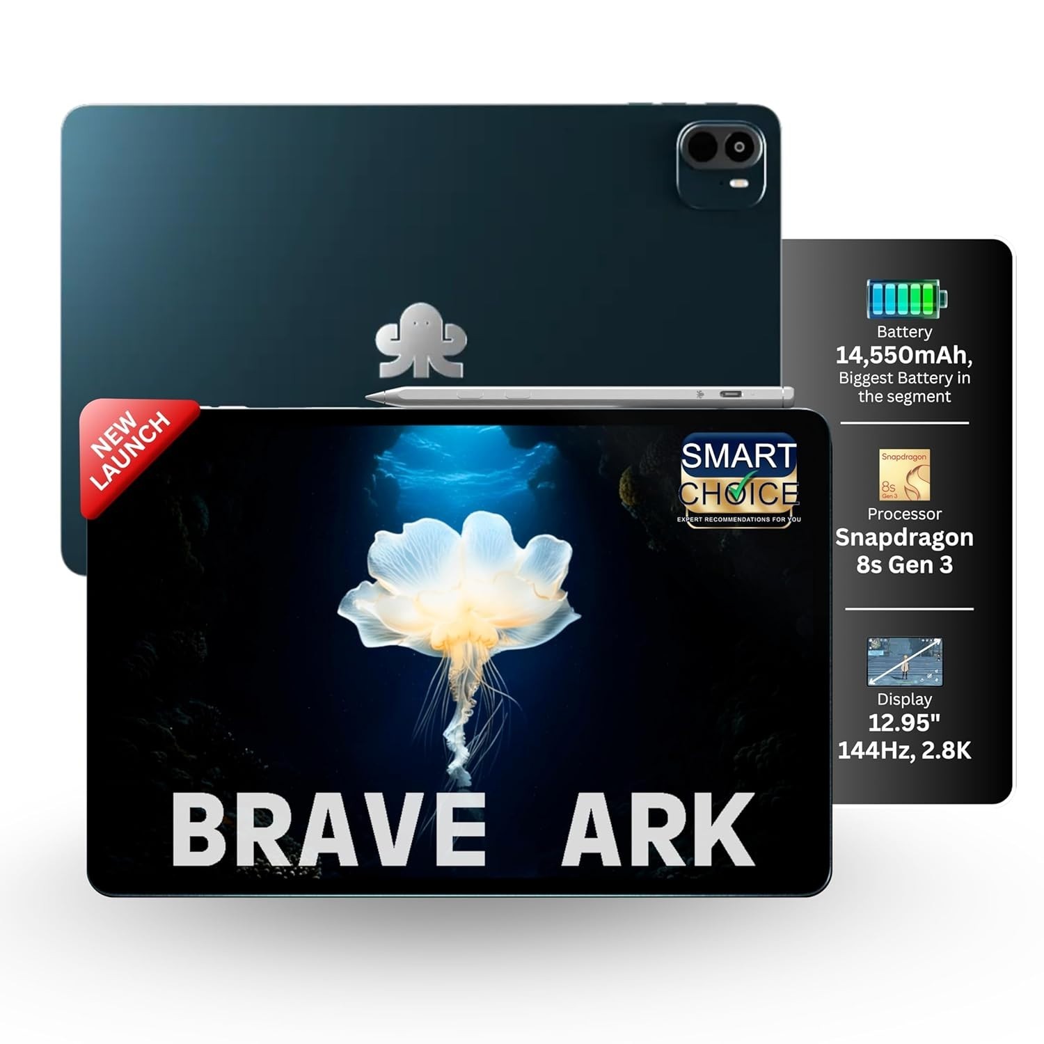 Brave Ark (Galactic Blue, 12GB RAM, 256GB) 14550mAh Android Tablet with Pen