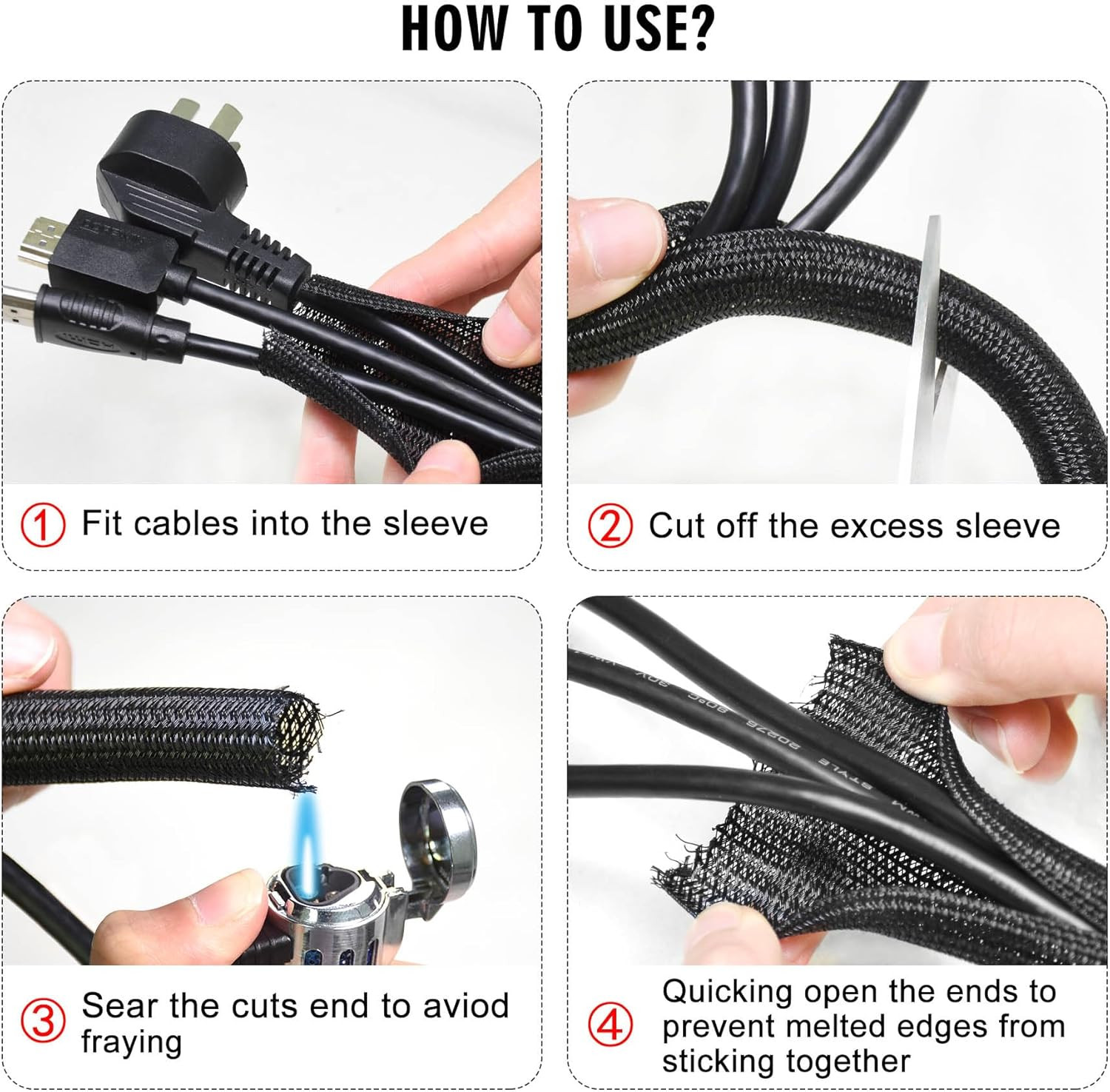 10Ft – 1/2 Inch Cord Protector Cable Sleeve Split Wire Loom Tubing for Power