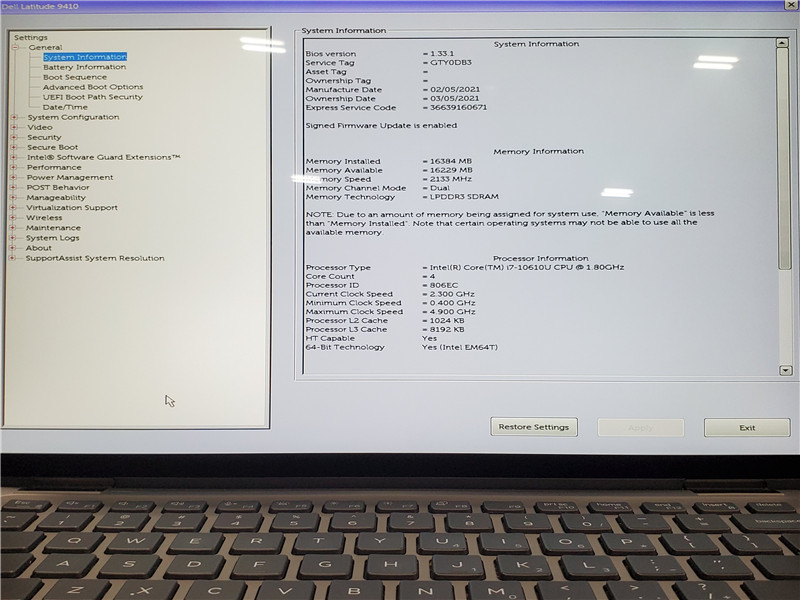 Dell Latitude 9410 2-in-1 Laptop i7-10610U 16GB 512GB SSD Win 10 COA Grade C