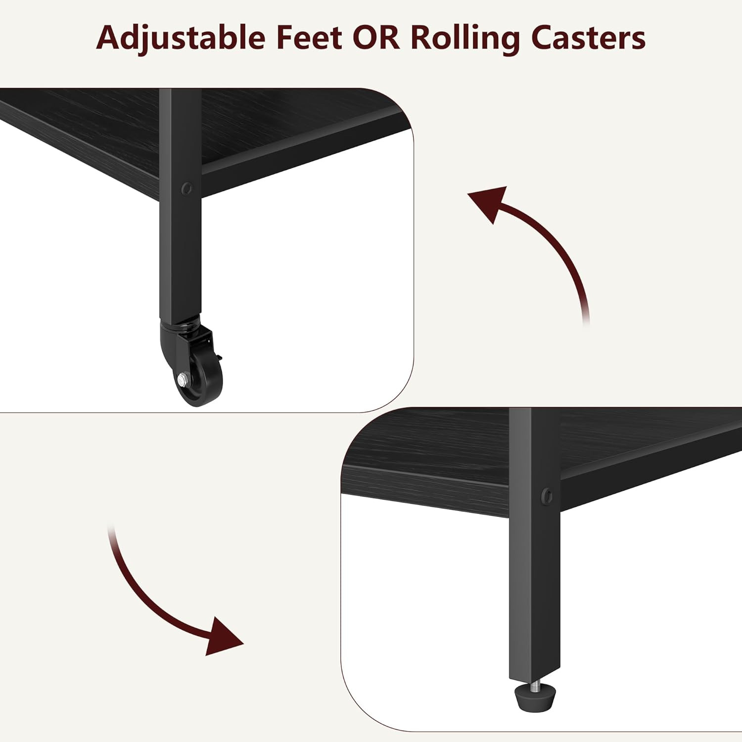 Printer Stand with Power Outlets and USB Charging Ports, Large Printer Table wit