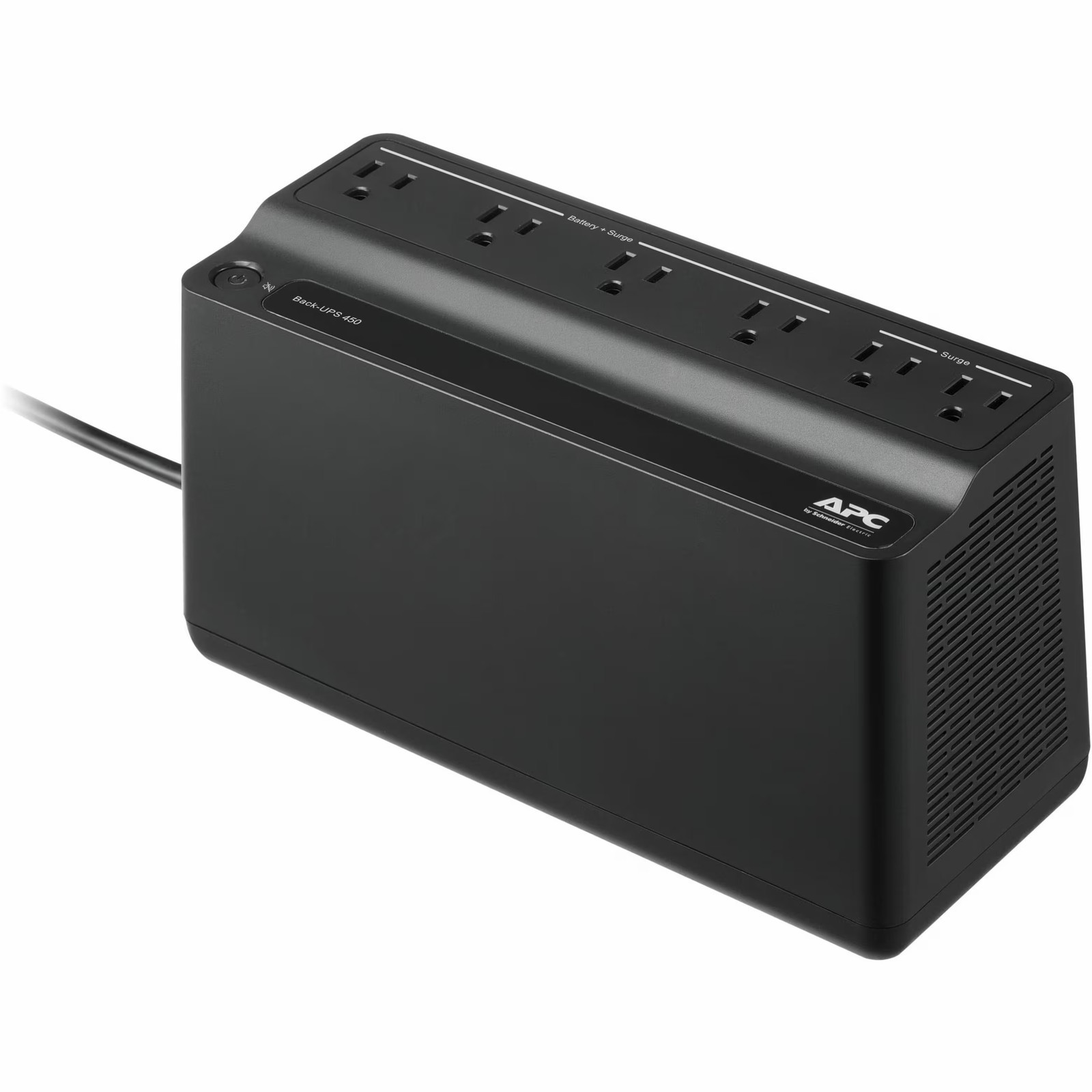 APC – UPS Battery Backup, 450VA/255W, Tower/Wall Mount, 6 Outlets, LED light