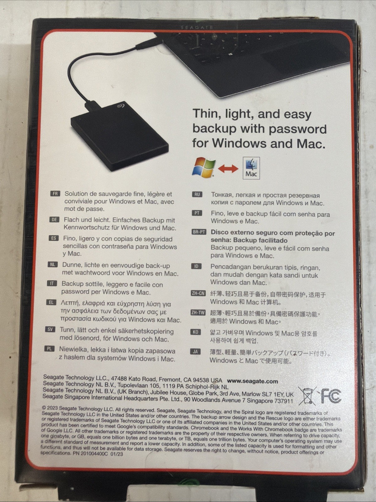 Seagate One Touch 1TB External HDD USB 3.0 5400RPM Password Protection NO CORD