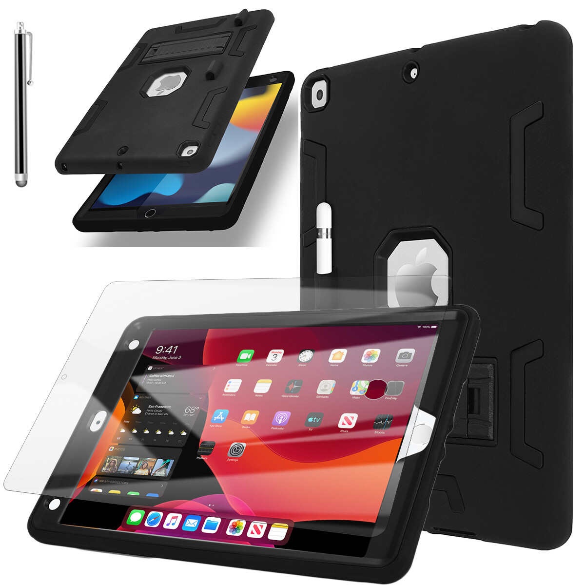For iPad 9th/8th/7th Generation Case Shockproof Heavy Duty Stand Hard Cover