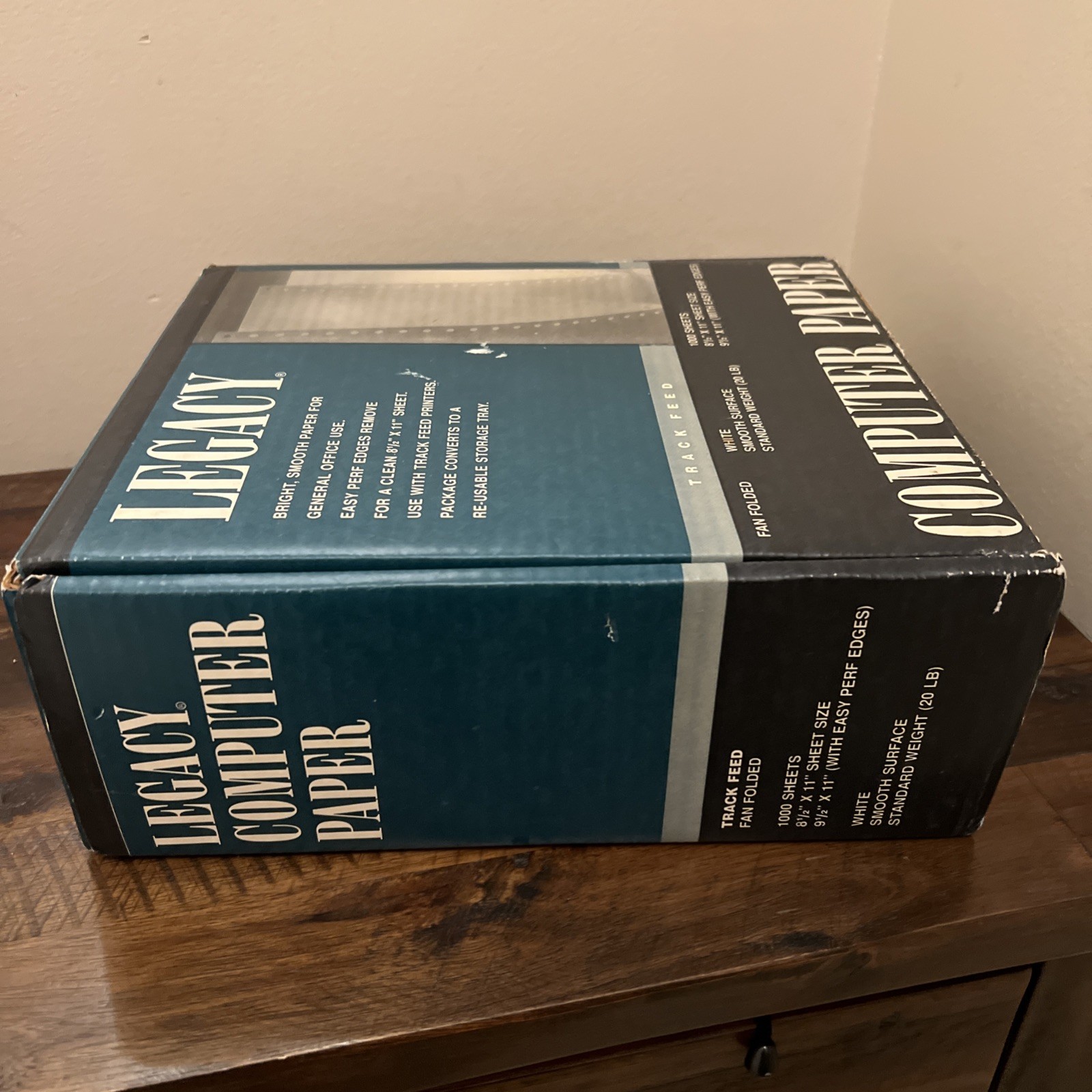 Legacy Computer Paper 9.5 X 11 Fan Fold Track Feed 1000 Sheet Open Box Matrix