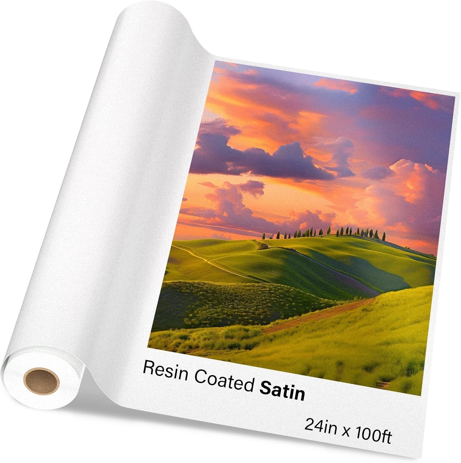 RC Satin Photo Paper Roll 24 inch x 100 ft Wide Format Inkjet Print 250GSM 11Mil