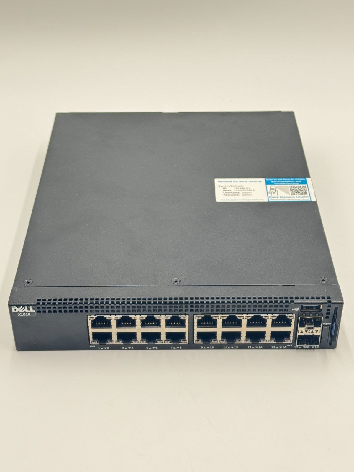 Dell X1018 16-Port Gigabit Managed Switch w/ 2 SFP Uplinks