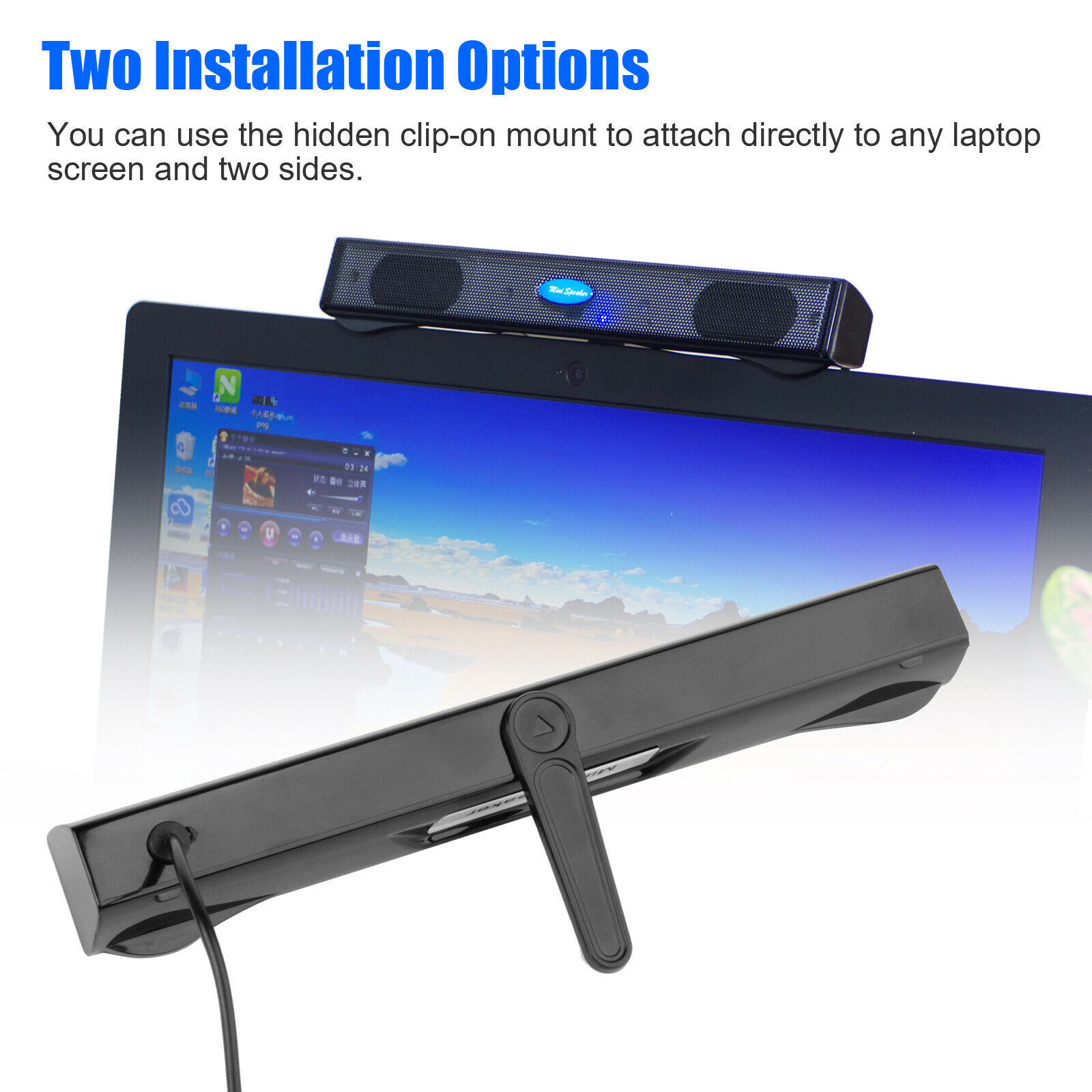 Wired USB Computer Speakers Stereo Sound Bar With Clip For PC laptop Desktop
