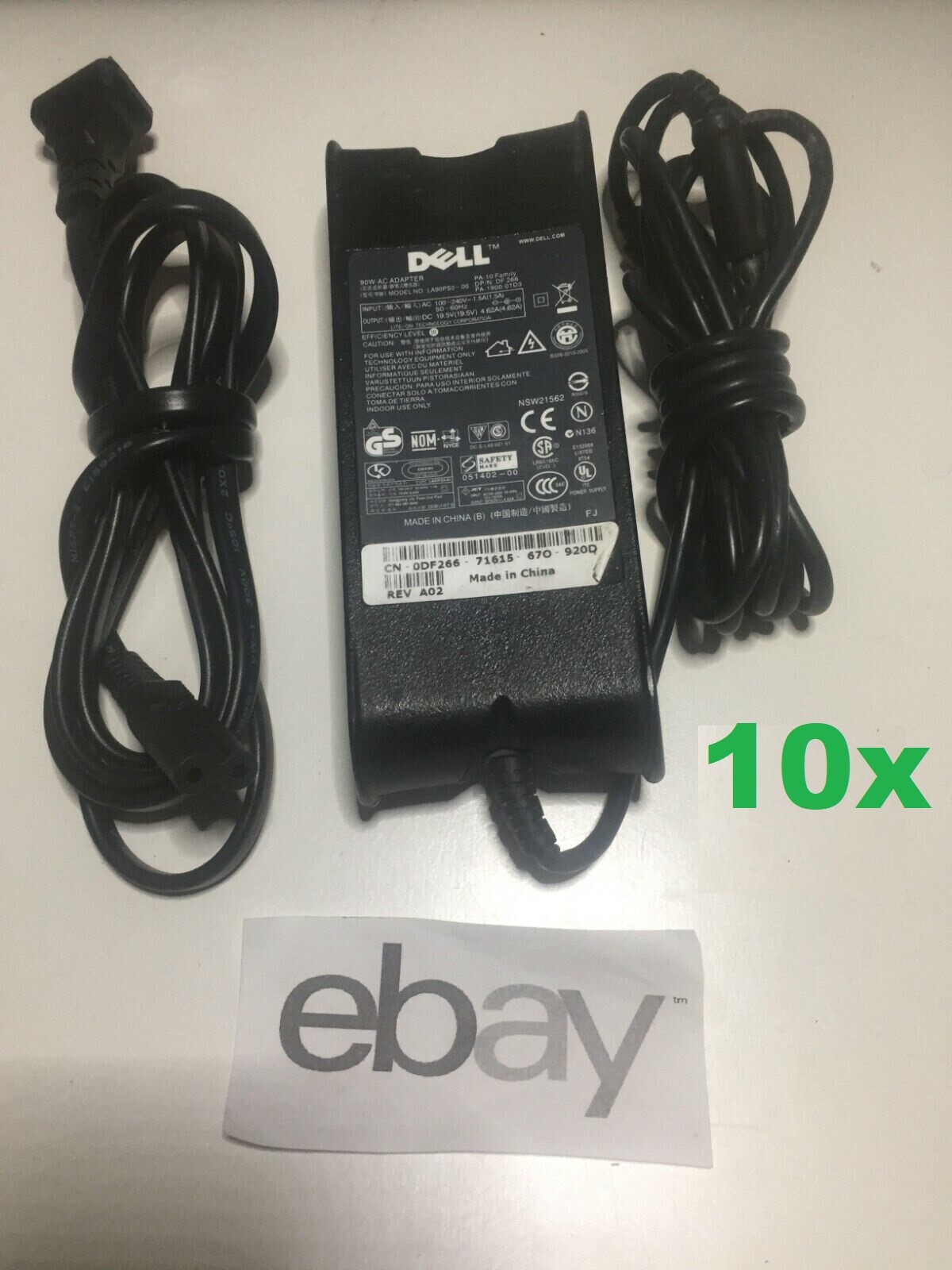 Lot of 10 Genuine Dell PA-10 90W 19.5V 4.62A AC Power Adapter Chargers