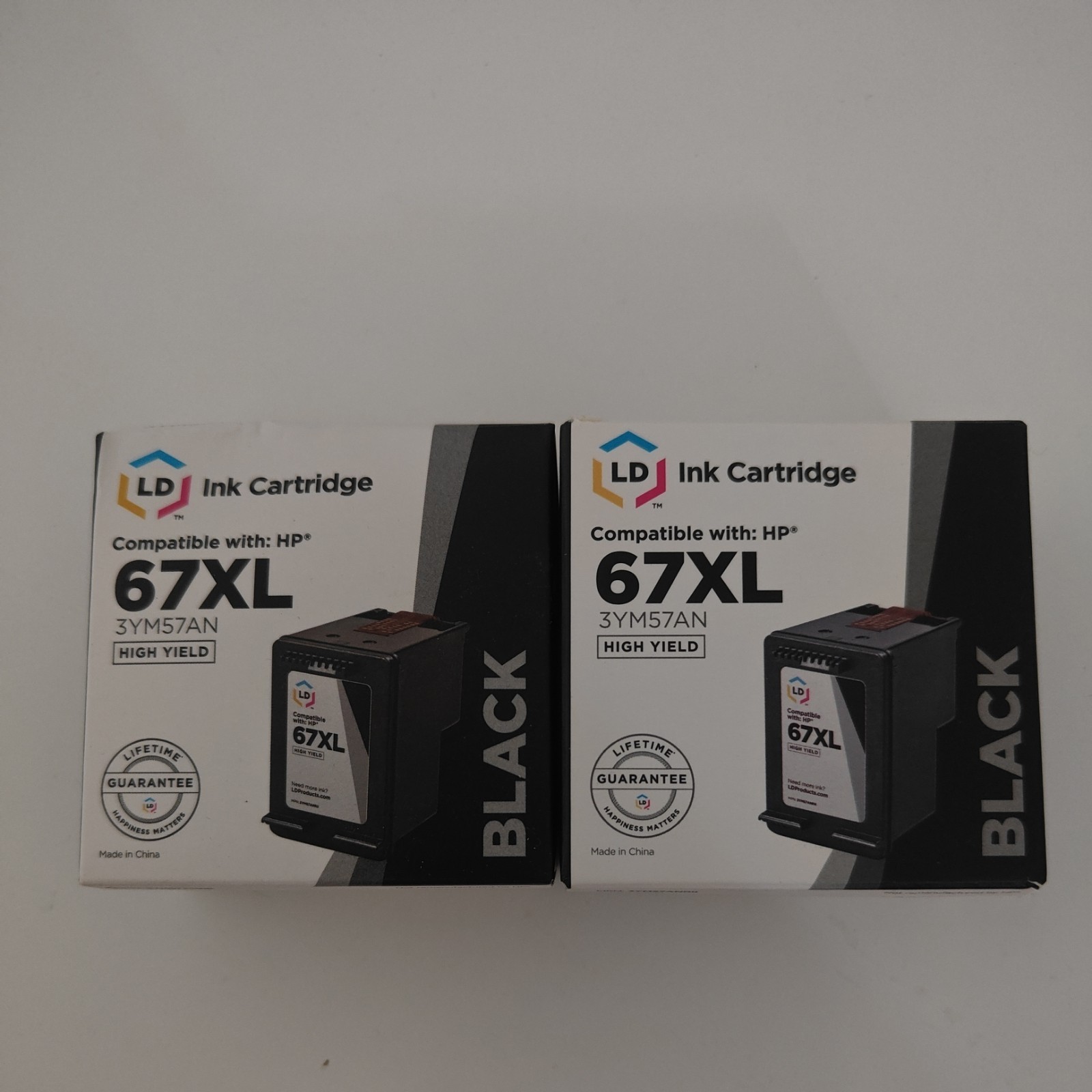 2 pk LD Replacement for HP 67XL 3YM57AN Black HY Ink Cartridge DeskJet Envy