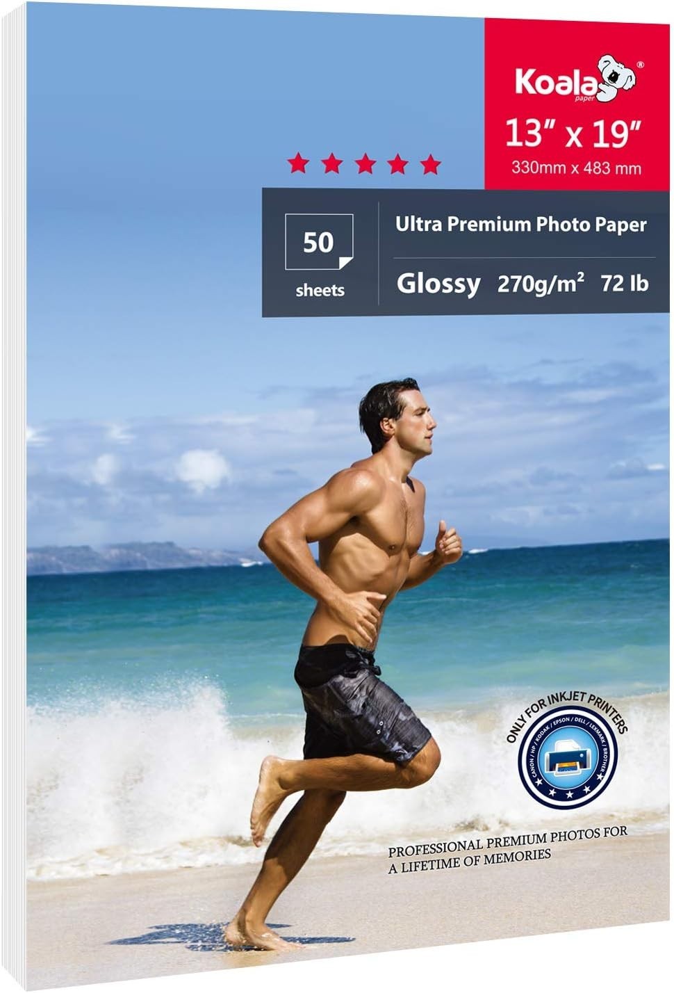 Vibrant Prints with Koala 13×19 Glossy Photo Paper – Water-Resistant, 50 Pack