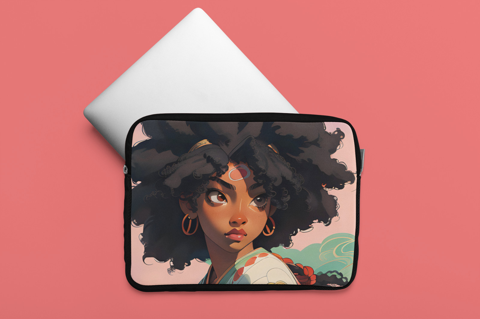 Black Girl Anime Laptop and Tablet Sleeve 7-in, 10-inch, 13-inch, 15-inch, 17-