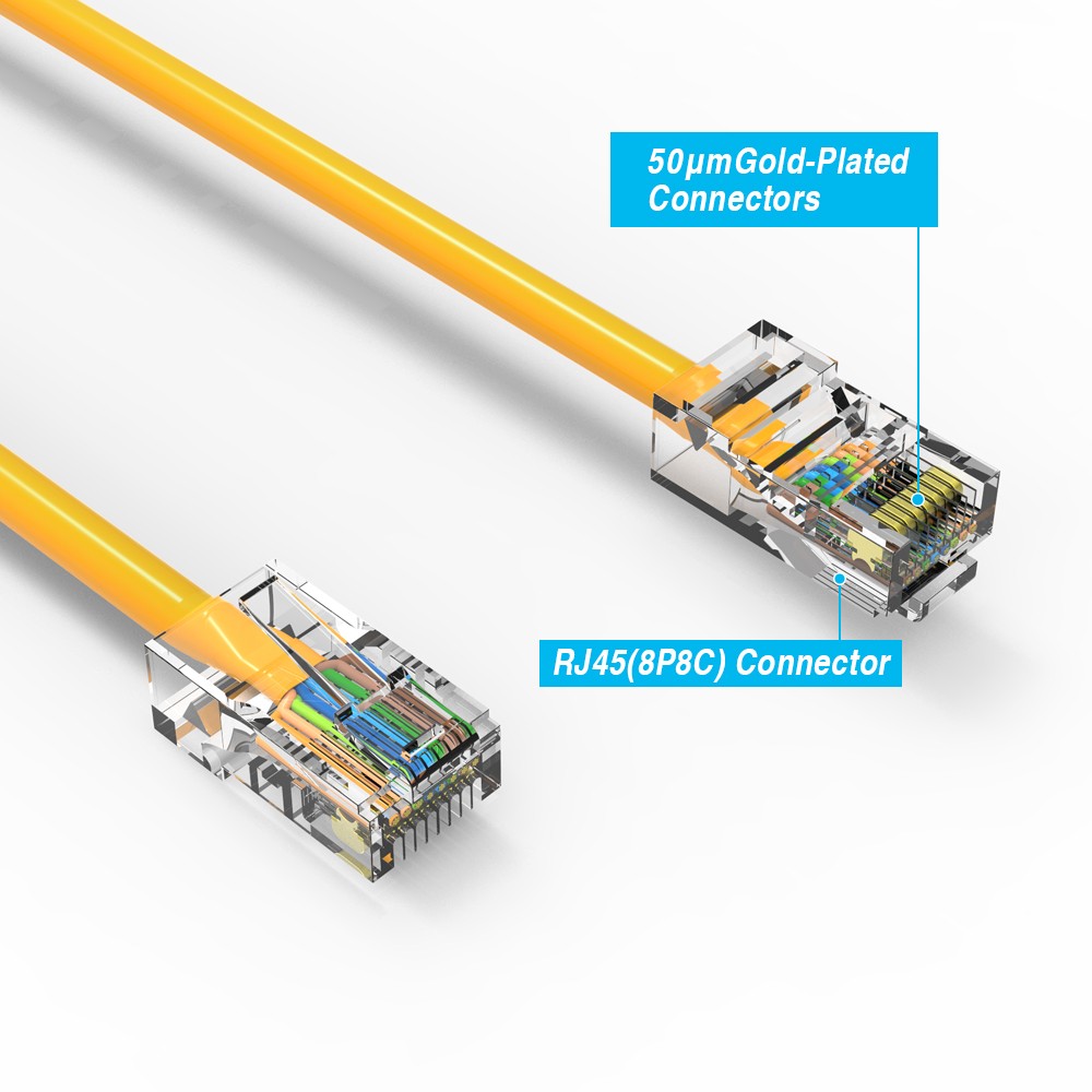 15 Pack of 8Ft CAT5E UTP Ethernet Network Non Booted Cable Yellow
