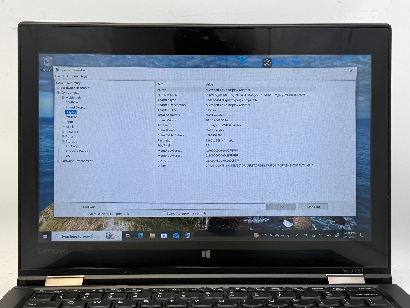 Lenovo Thinkpad Yoga 260 (2in1) i5-7200u 2.3GHz 8GB RAM 128GB SSD – Touchscreen