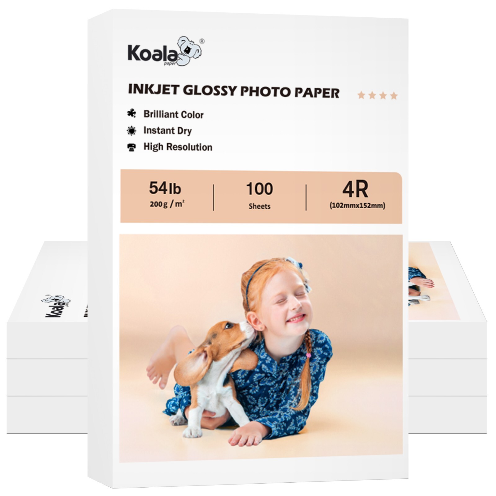 Koala 54lb Premium Glossy Photo Paper 4×6 400 Sheets for Inkjet Printers 6×4 In