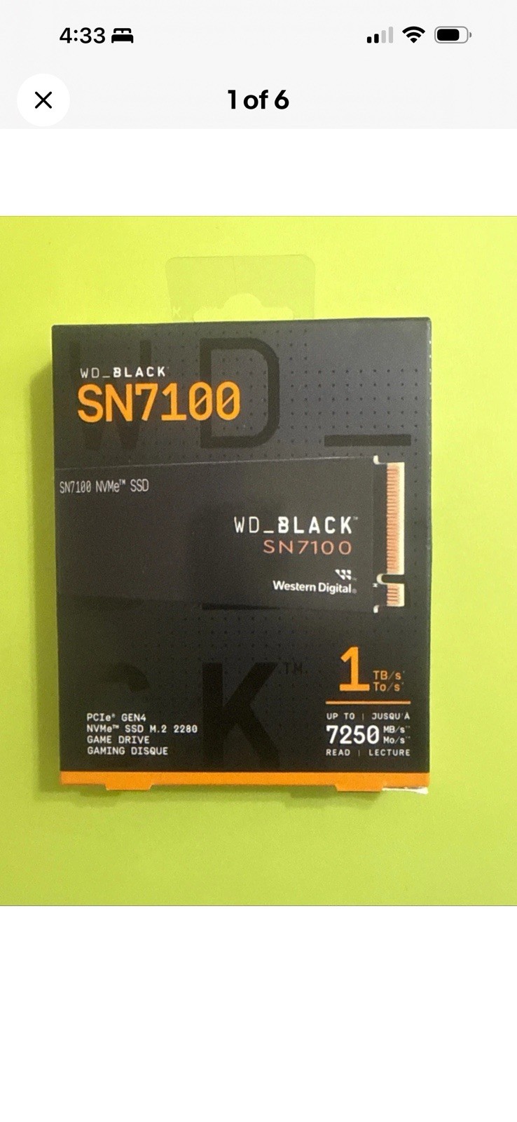 WD_BLACK 1TB Internal SSD Western Digital SN7100 PCIe Gen4, Open Box