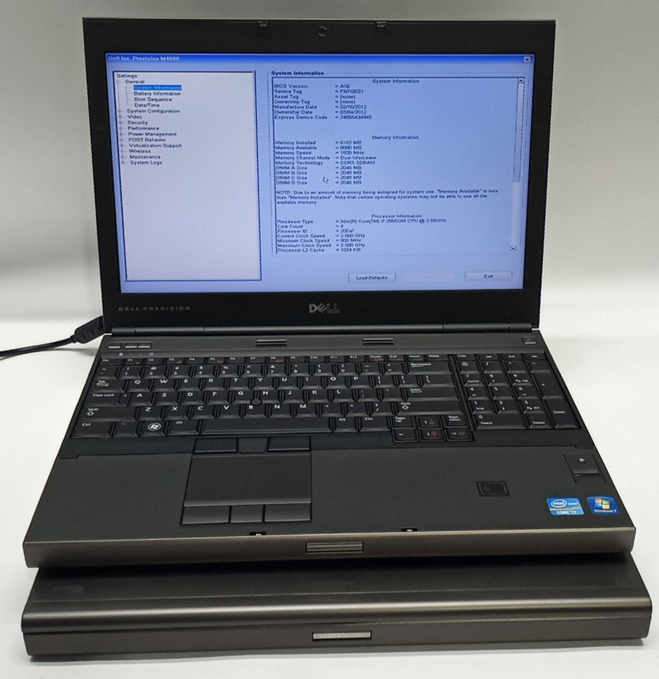 Lot of 2 Dell Precision M4600 i7-2860@2.50 8GB DDR3 RAM No HDD No OS MC239