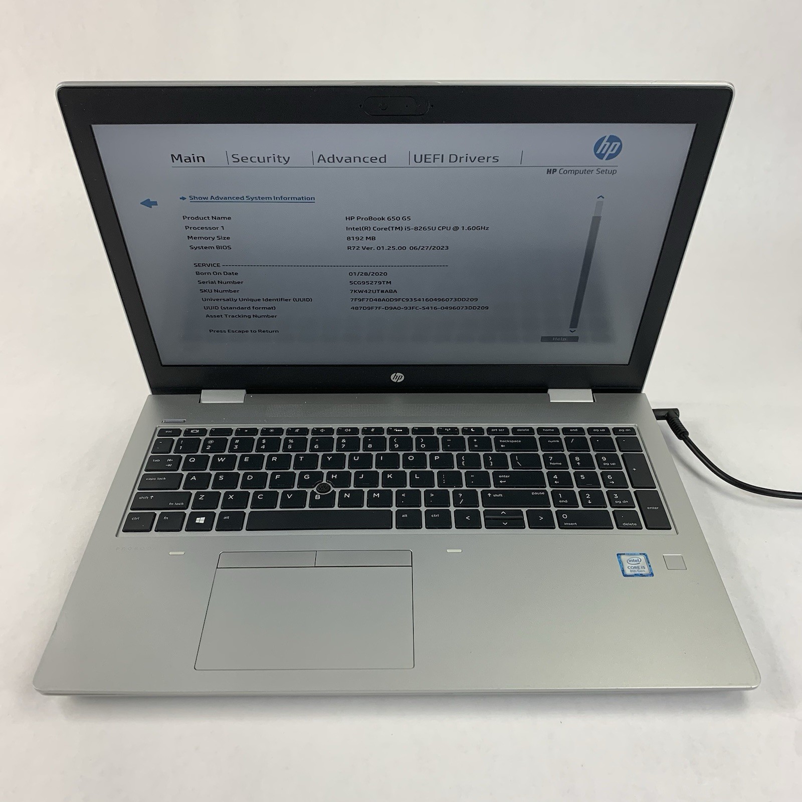 HP Probook 650 G5 15.6″ Core I5-8265U 1.60 GHz 8 GB RAM No OS/HDD/AC/Batt Bent