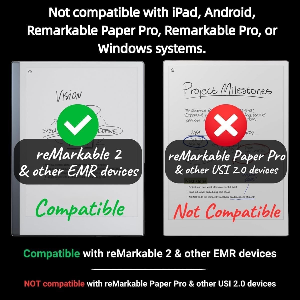 Remarkable 2 Pen with Eraser, EMR Stylus Pen with 4096 Pressure Levels