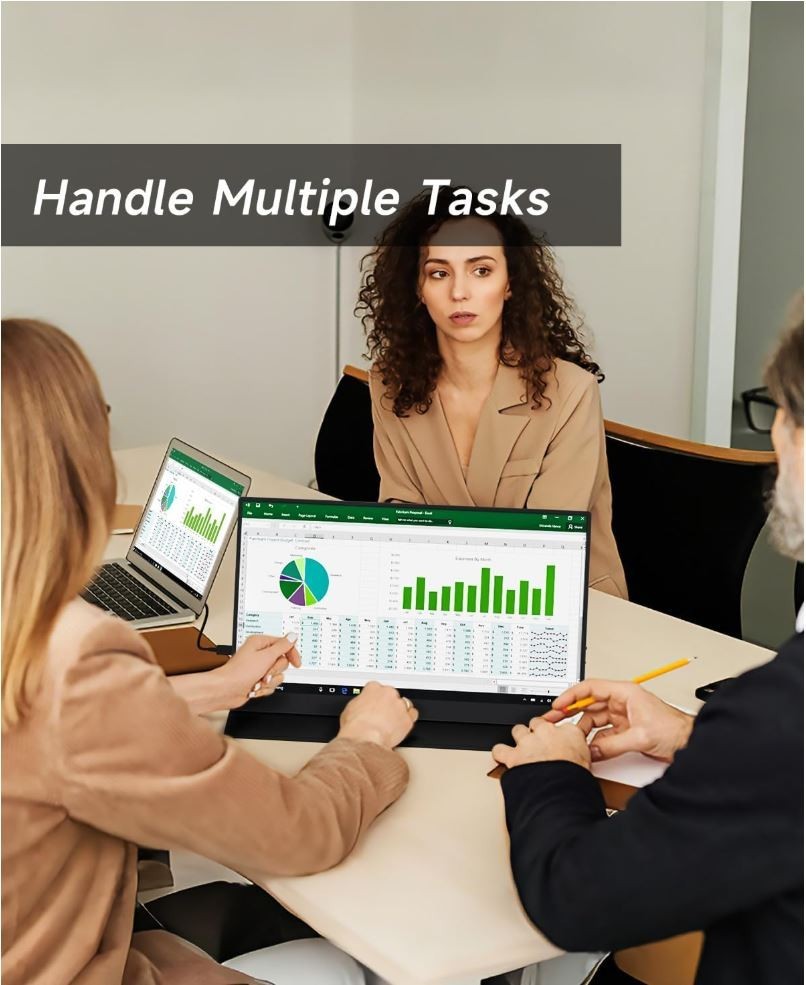 Portable Ultra-Light 15.6″ Extended Laptop Monitor 1080P FHD w/Built-in Speakers